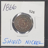 1866 Shield Nickel 5 Cents