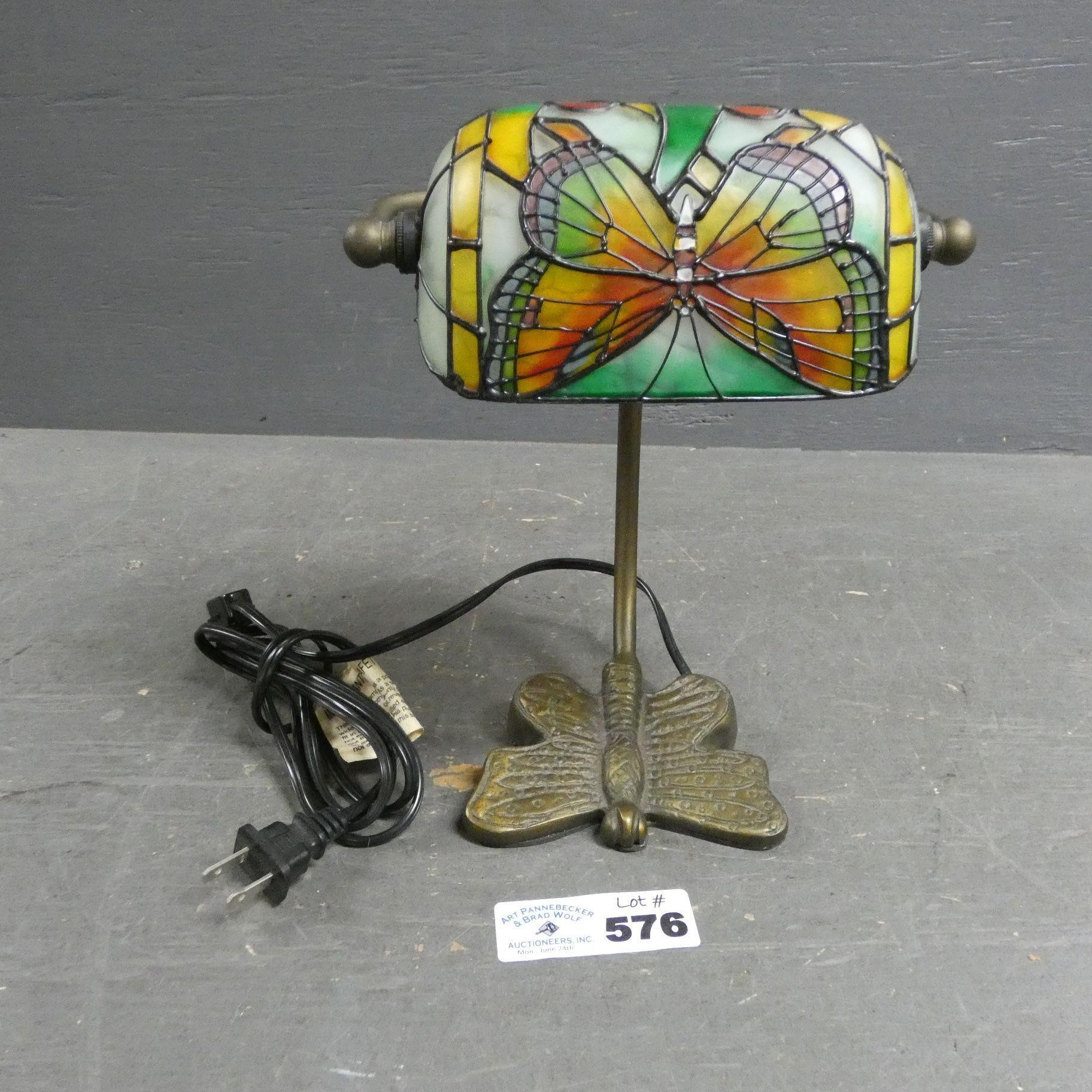 Stained Glass Butterfly Desk Light