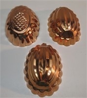 (3) COPPER MOLDS (1) PINEAPPLE. VERY NICE.