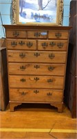 ANTIQUE WALNUT TALL CHEST 3 OVER 2 OVER 4 DRAWERS