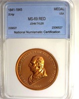 1841-1845 Medal NNC MS69 RD John Tyler