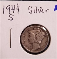 1944 S Mercury Silver Dime