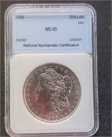 1900 Slab Morgan Silver Dollar, NNC MS 65