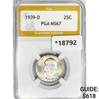 1939-D Washington Silver Quarter PGA MS67