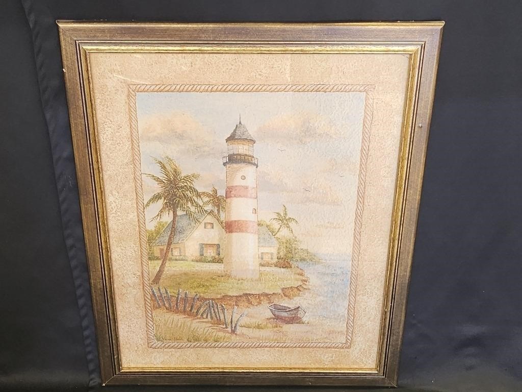 FRAMED & MATTED VIVIAN FLASCH "LIGHTHOUSE 1 ...