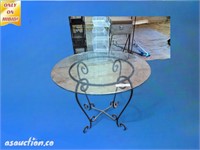 glass patio table wrought iron base glass top