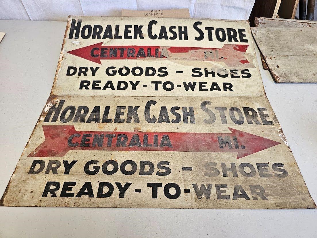 Horalek's Cash Store signs