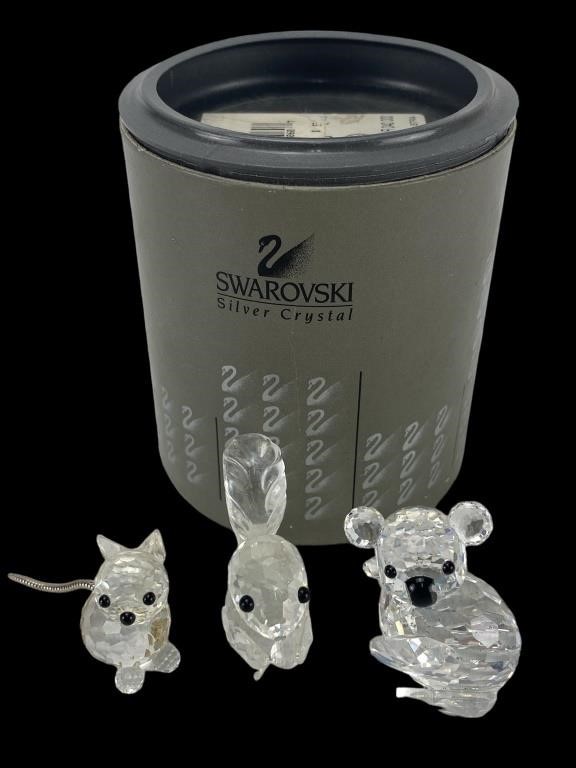 Swarovski Silver Crystal Trio Cat, Squirrel,&Koala