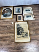 6pc Framed Prints: Portraits, Seascapes