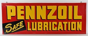 PENNZOIL SAFE LUBRICATION EMBOSSED TIN SIGN