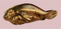 VINTAGE GOLD MOTHER & BABY MANATEE BROOCH