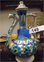 Indian Ceramic Hand Painted 10.5" Coffee/Tea Pot