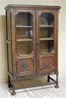 English Jacobean Style Oak Bookcase.
