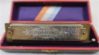 Vintage Hohner Chromonica Harmonica in Case-made