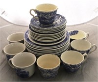Lot of 33 Assorted Blue/White Transferware Items