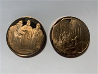 2 vintage Judaic medals coins 1 1/2"d. hallmark