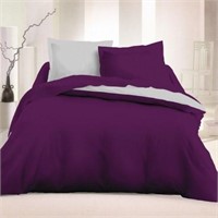 Dbl Sz Purple Medau Cotton Reversible Duvet Cover