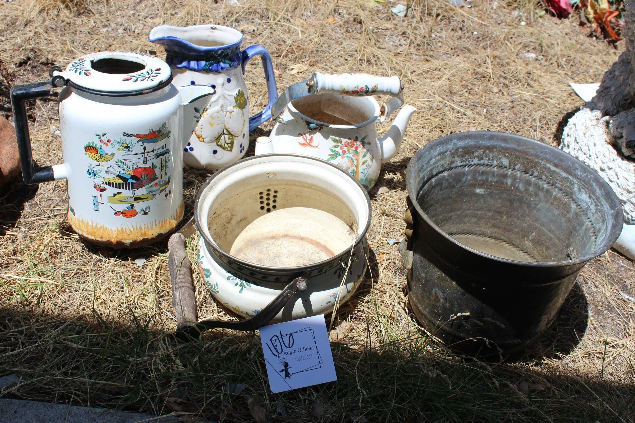 Enamel Canisters and pots