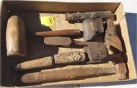 Tray of Early Mallets, Miscellaneous Tools