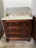 Antique 3 Drawer Chest of Drawers With Marble Top