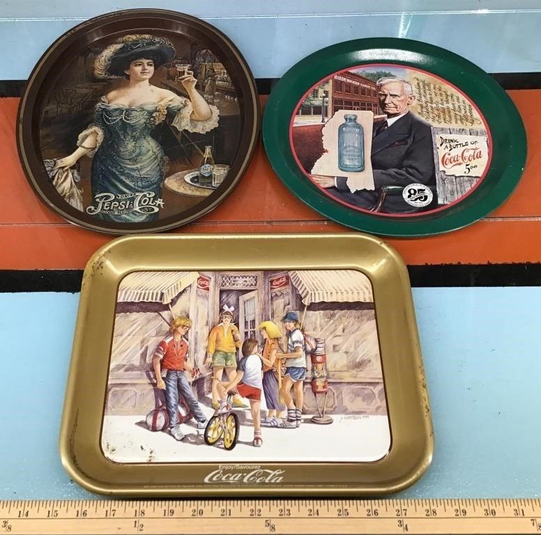 Vtg. Coca-Cola tin trays