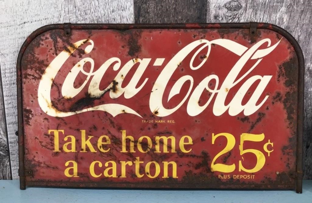 Vtg. Coca-Cola metal topper