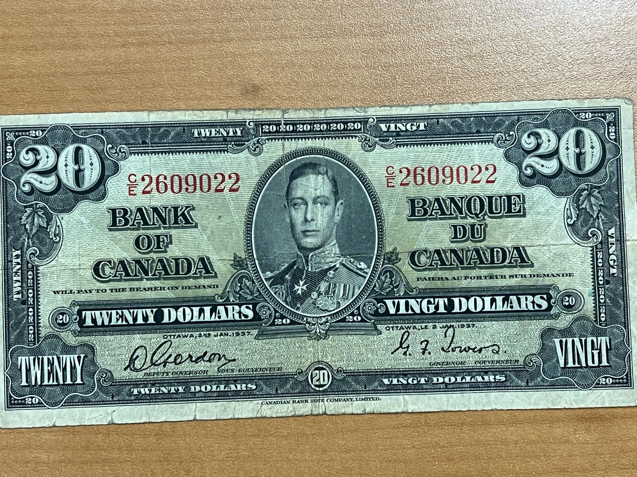 1937 Cdn $20 Bank Note