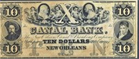 1800's $10 Canal Bank New Orleans Obsolete Note