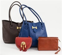 Women's Italian Leather Handbags, 4 PCS