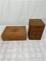 Two Vintage Wood Cigar Boxes