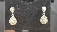 10kt White Gold Post Earrings w/Diamond Clusters
