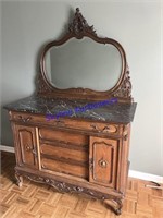 Vintage Marble top Dresser W/Mirror
