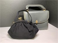 2 Petite Vintage Handbags Purses - Grey w/