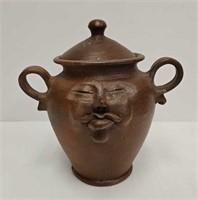 10" Clay Pottery Face Crock