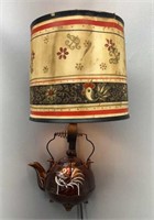 Vintage rooster teapot wall lamp