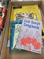 Flat of vintage cook and song books
