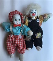 VINTAGE 2 Small Clown Doll Porcelain Face