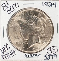 Coin 1924 Peace Silver Dollar Brilliant Unc.
