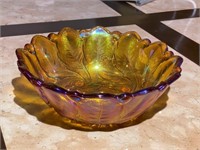 Amber Carnival Glass Bowl