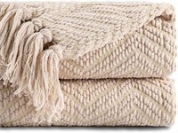 BATTILO HOME Beige Throw Blanket- 60x80in