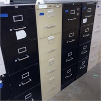 4 file cabinets/3 blk, 1 tan