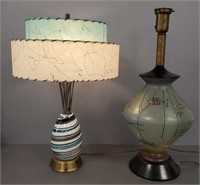 2 mid-century modern lamps - one with original