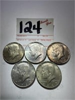 5 - Kennedy Half Dollar Coins ( 3 - 65 & 2 - 69 )