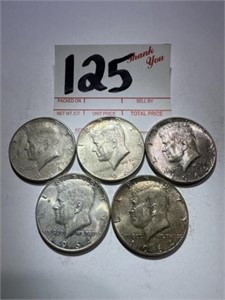 5 - 1964 Kennedy Half Dollar Coins