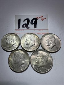 5 - 1964 Kennedy Half Dollar Coins