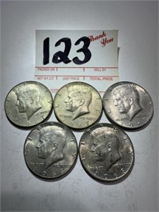 5 - Kennedy Half Dollar Coins ( 3 - 67 & 2 - 68 )