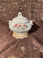 Vintage Floral Capodimonte Dish with Lid