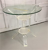 Lucite Parlor Table With Glass Top