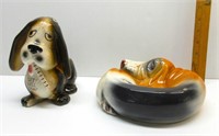 Vintage Ceramic Dog Planter & Bowl