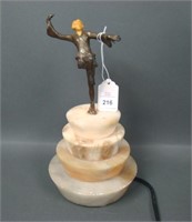 Art Deco Alabaster Lamp with Dancing Scupture